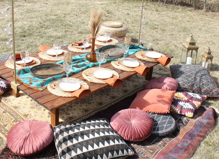 Morocco boho pikniko dekoras